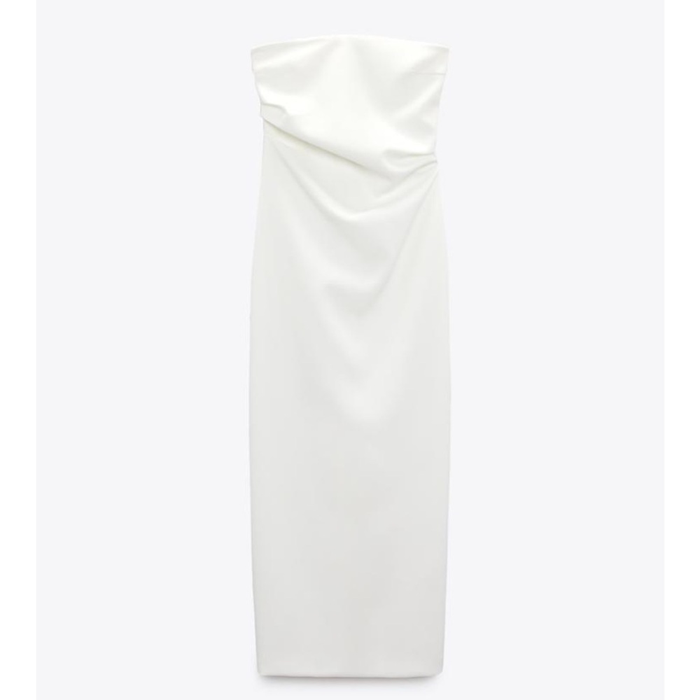 Zara White Strapless Midi Dress